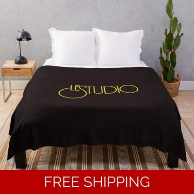 Le Studio Throw Black Blanket Gold Logo